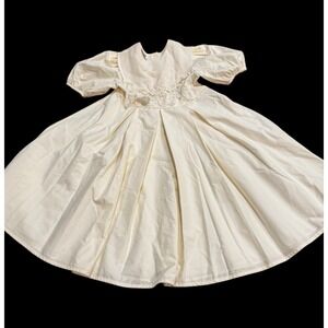 Vtg 80s Dress‎ Girls Prairie Bib Collar Lace Victorian First Communion 6x